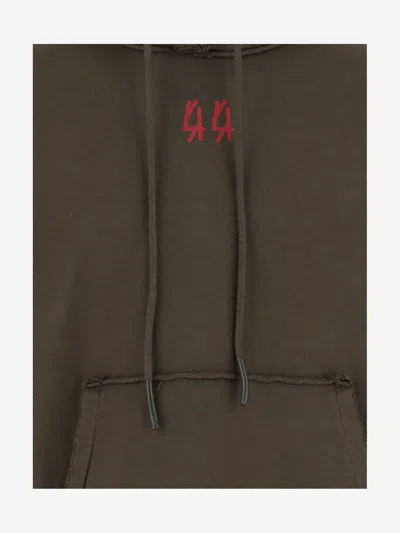 44 Label Group Logo-print Frayed-edge Hoodie In Green
