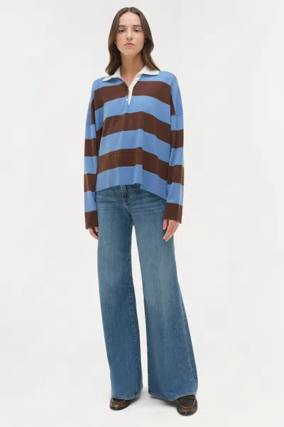 Simkhai Carson Rugby Polo Horizon Stripe In Blue