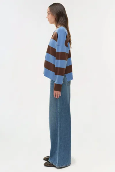 Simkhai Carson Rugby Polo Horizon Stripe In Blue