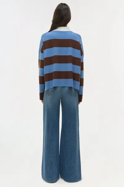 Simkhai Carson Rugby Polo Horizon Stripe In Blue