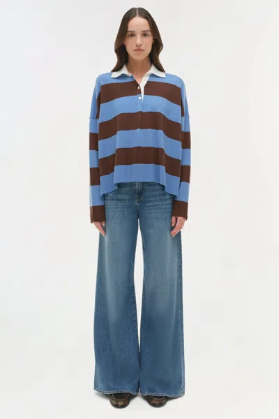 Simkhai Carson Rugby Polo Horizon Stripe In Blue
