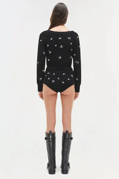 Simkhai Women's V-neck Novah Embellished Knit Cardigan In Black In Black