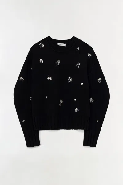 Simkhai Coraline Crew Neck Pullover Black In Black