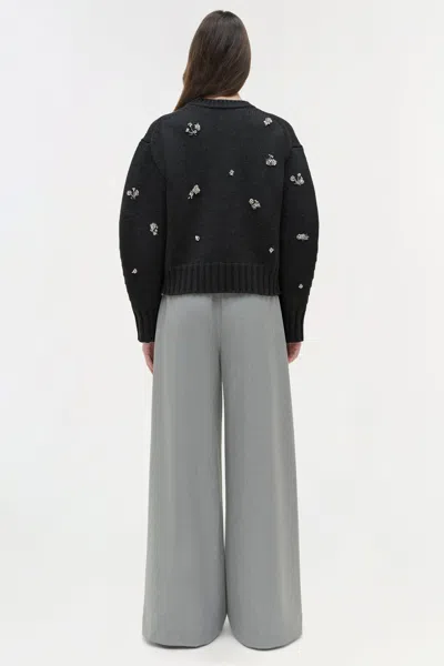 Simkhai Coraline Crew Neck Pullover Black In Black