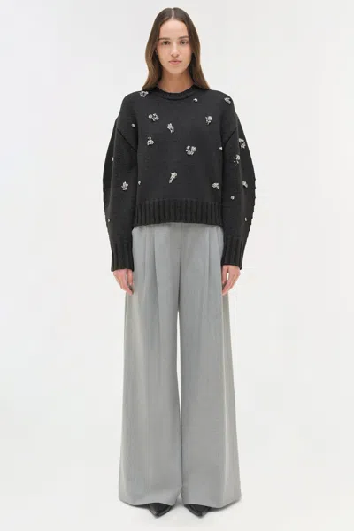 Simkhai Coraline Crew Neck Pullover Black In Black