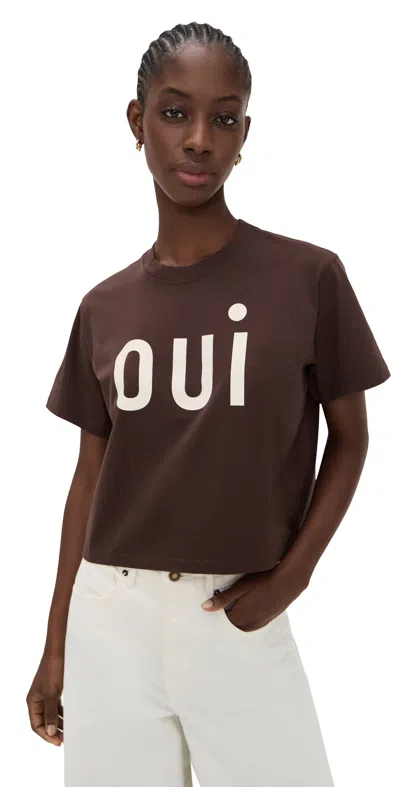 Clare V Le Carre Oui Tee In Chocolate In Brown
