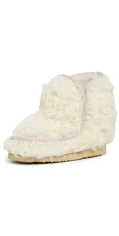 Mou Knitted-trim Sheepskin Boots In White