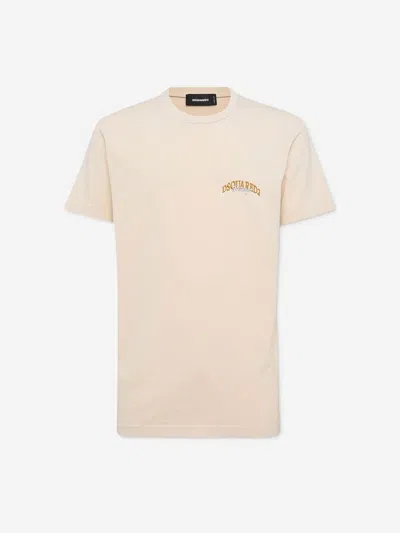 Dsquared2 Mens Light Beige Logo Graphic-print Cool-fit Cotton T-shirt In Neutral