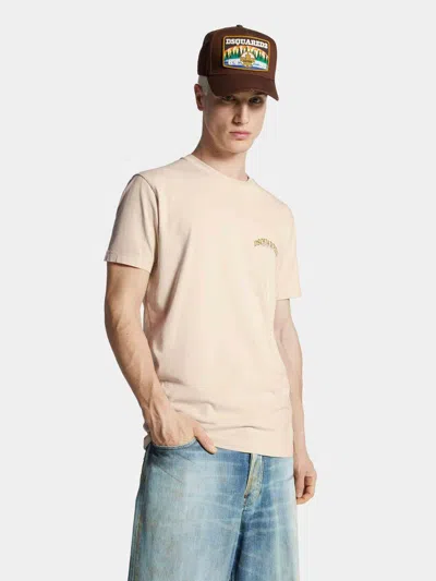 Dsquared2 Mens Light Beige Logo Graphic-print Cool-fit Cotton T-shirt In Neutral