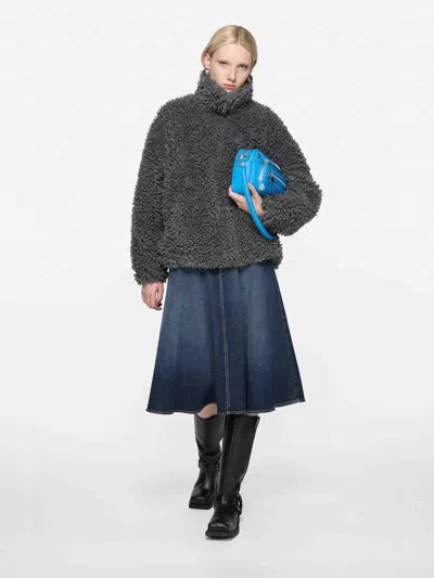 Acne Studios Grey Teddy Bear Bomber Jacket In Gray