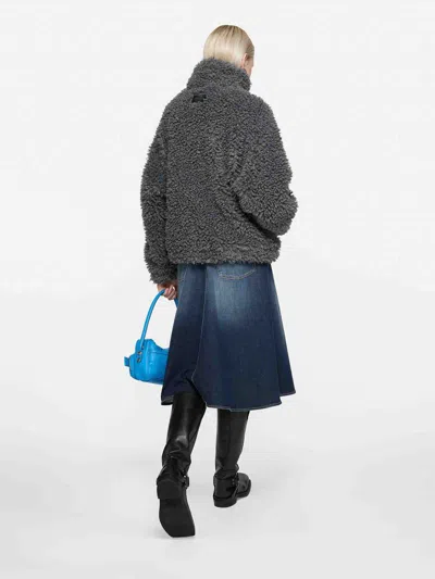 Acne Studios Grey Teddy Bear Bomber Jacket In Gray