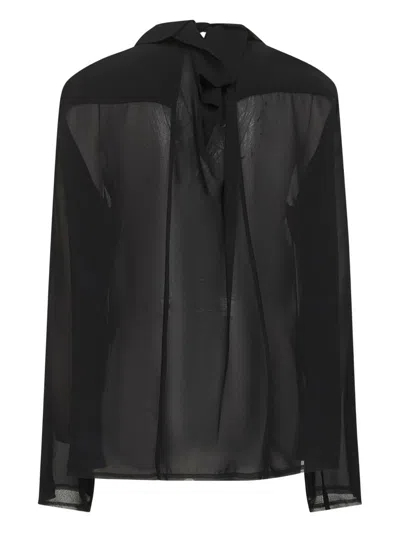 Mm6 Maison Margiela Asymmetrical Collar Shirt Woman Black In Black