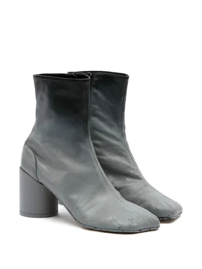 Mm6 Maison Margiela Stylish Block Heel Leather Ankle Boots In Black