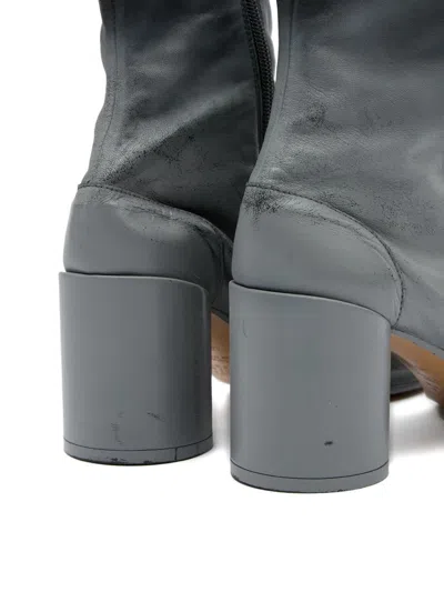 Mm6 Maison Margiela Stylish Block Heel Leather Ankle Boots In Black