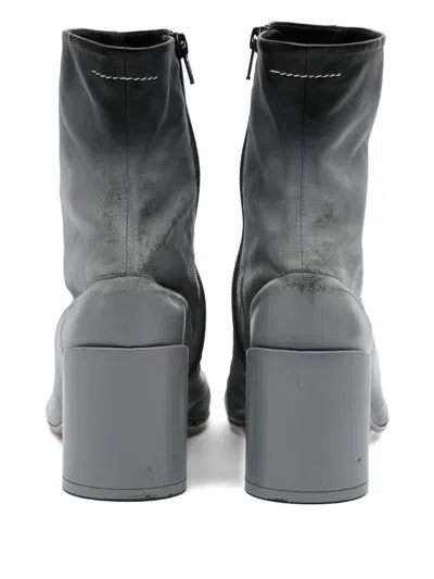 Mm6 Maison Margiela Stylish Block Heel Leather Ankle Boots In Black