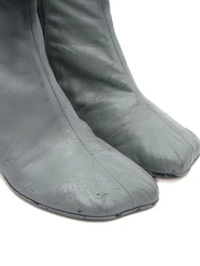 Mm6 Maison Margiela Stylish Block Heel Leather Ankle Boots In Black