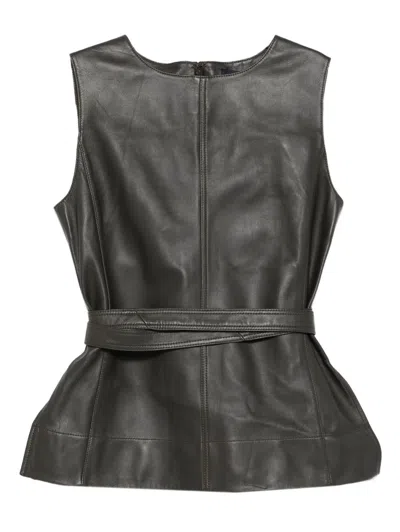 Soeur Belted Sleeveless Top In Black