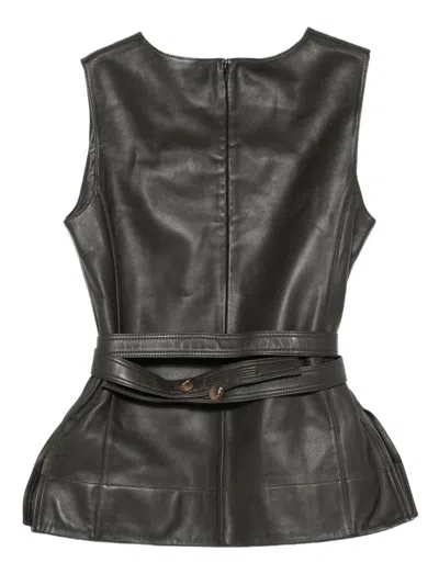 Soeur Belted Sleeveless Top In Black