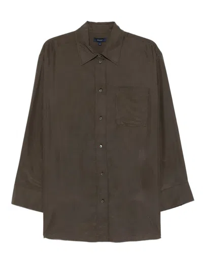Soeur Relaxed Fit Brown Shirt With Classic Collar In Brown