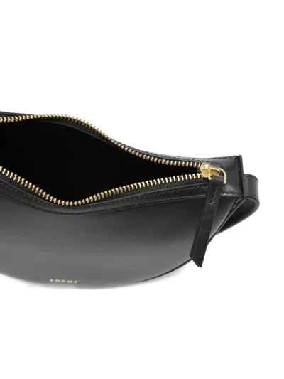 Soeur Contemporary Crescent-shaped Black Leather Shoulder Bag In Black