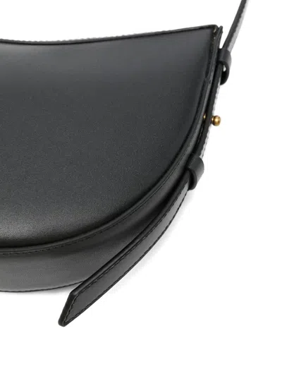 Soeur Contemporary Crescent-shaped Black Leather Shoulder Bag In Black