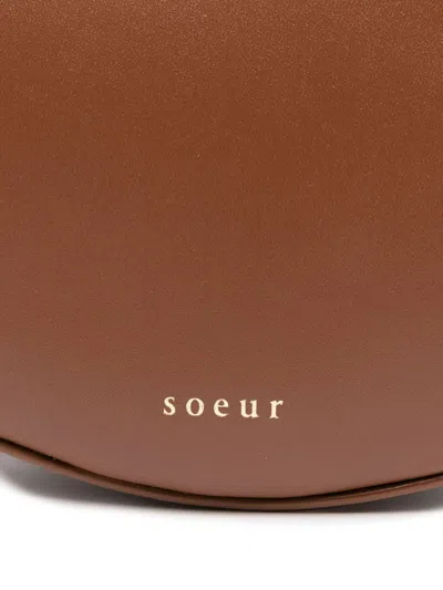 Soeur Adjustable Strap Shoulder Bag With Smooth Finish In Brown