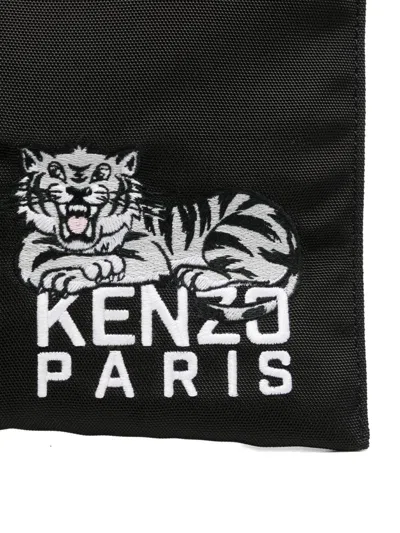 Kenzo Tiger Motif Clutch Bag With Wrist Strap In Black