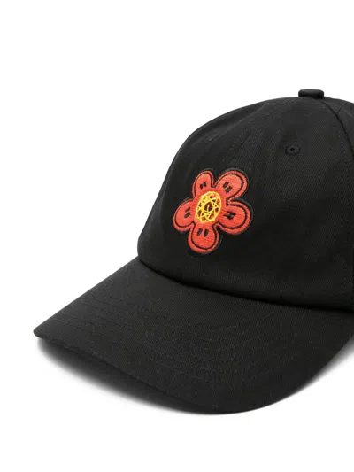 Kenzo Flower-embroidered Baseball Cap In Black