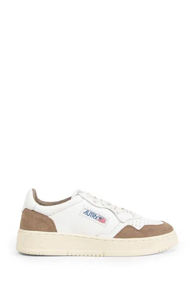 Autry Medalist Low White Leather And Suede Tobacco Sneakers In White