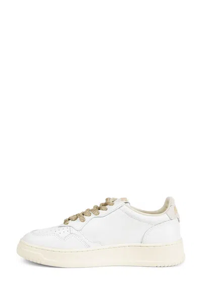 Autry Low-top Sneakers With Suede Accents And Golden Details In White