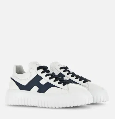 Hogan White And Brown H-stripes Sneakers In White