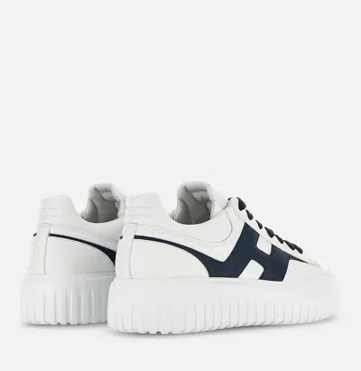 Hogan White And Brown H-stripes Sneakers In White
