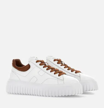 Hogan White Leather Sneakers With Sole In White