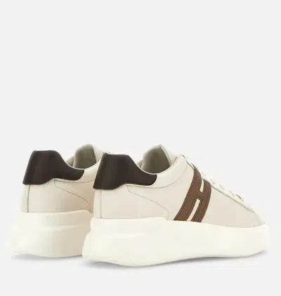 Hogan Leather Sneakers With Round Toe And Rubber Sole In Nude