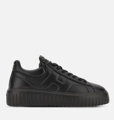 Hogan Leather H-stripes Tread Sneakers In Black