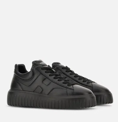 Hogan Leather H-stripes Tread Sneakers In Black