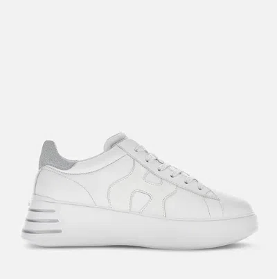 Hogan Rebel Lace-up Sneakers With Shiny Side Detail In White