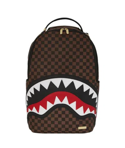 Sprayground Sawtooth Sharks In Paris Check Backpack In Brown