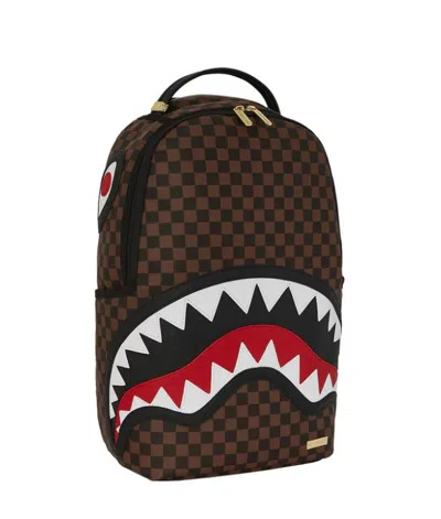 Sprayground Sawtooth Sharks In Paris Check Backpack In Brown