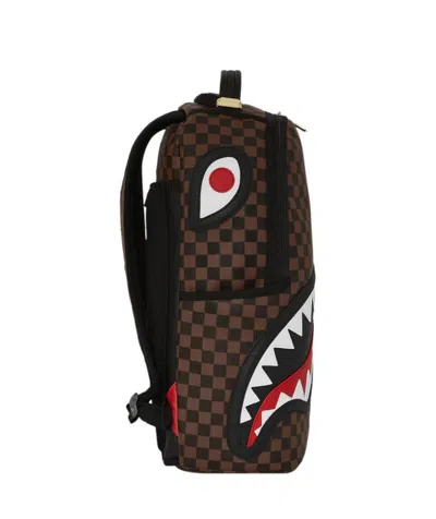 Sprayground Sawtooth Sharks In Paris Check Backpack In Brown