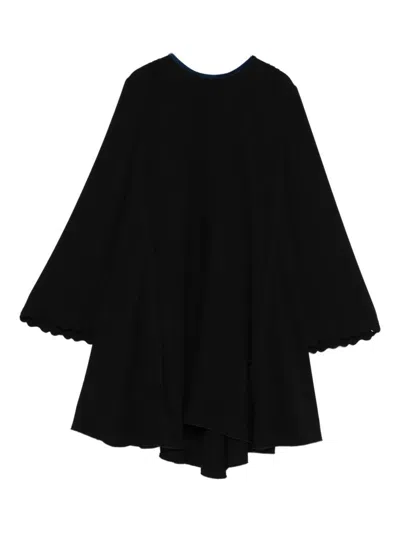 Forte Forte Scallop-trimmed Flared Dress In Black