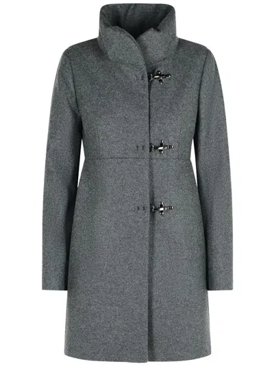 Fay Romantic Coat In Melange Wool Cloth In Gray
