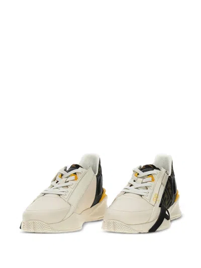 Fendi Men Multicolor Leather And Fabric Flow Sneakers In White