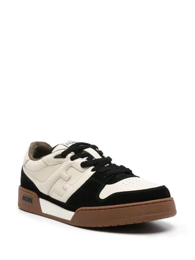 Fendi Men Low Top Sneaker In Calfskin With Logo In Black
