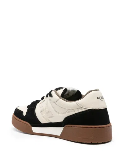Fendi Men Low Top Sneaker In Calfskin With Logo In Black