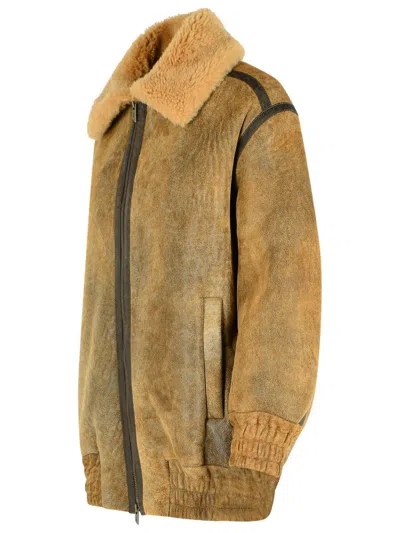 Salvatore Santoro Camel Leather Jacket In Gold