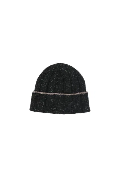 Brunello Cucinelli Speckled Cashmere Beanie In Black