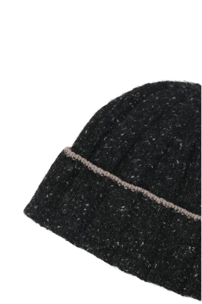 Brunello Cucinelli Speckled Cashmere Beanie In Black