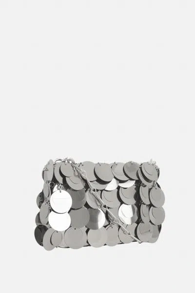 Rabanne Sparkle Nano Paillette-embellished Metallic Faux Leather Shoulder Bag In Silver