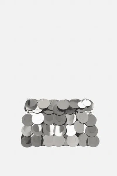 Rabanne Sparkle Nano Paillette-embellished Metallic Faux Leather Shoulder Bag In Silver